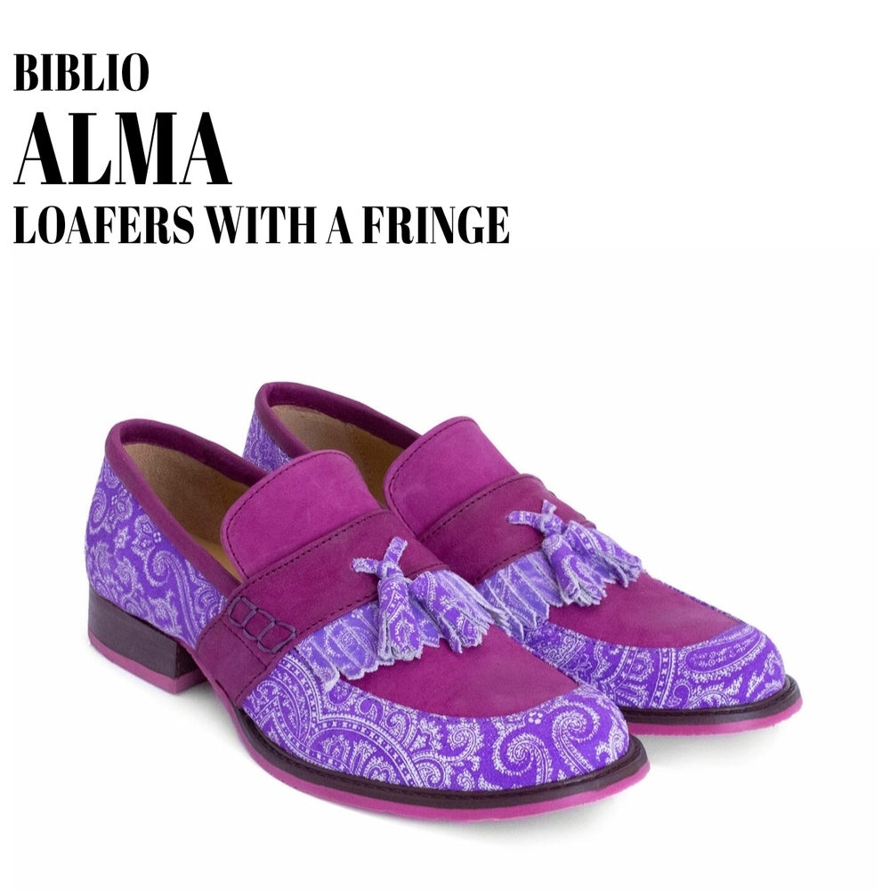 John Fluevog Biblio Alma Penny Loafers With Tassle  Purple Womens Size 12